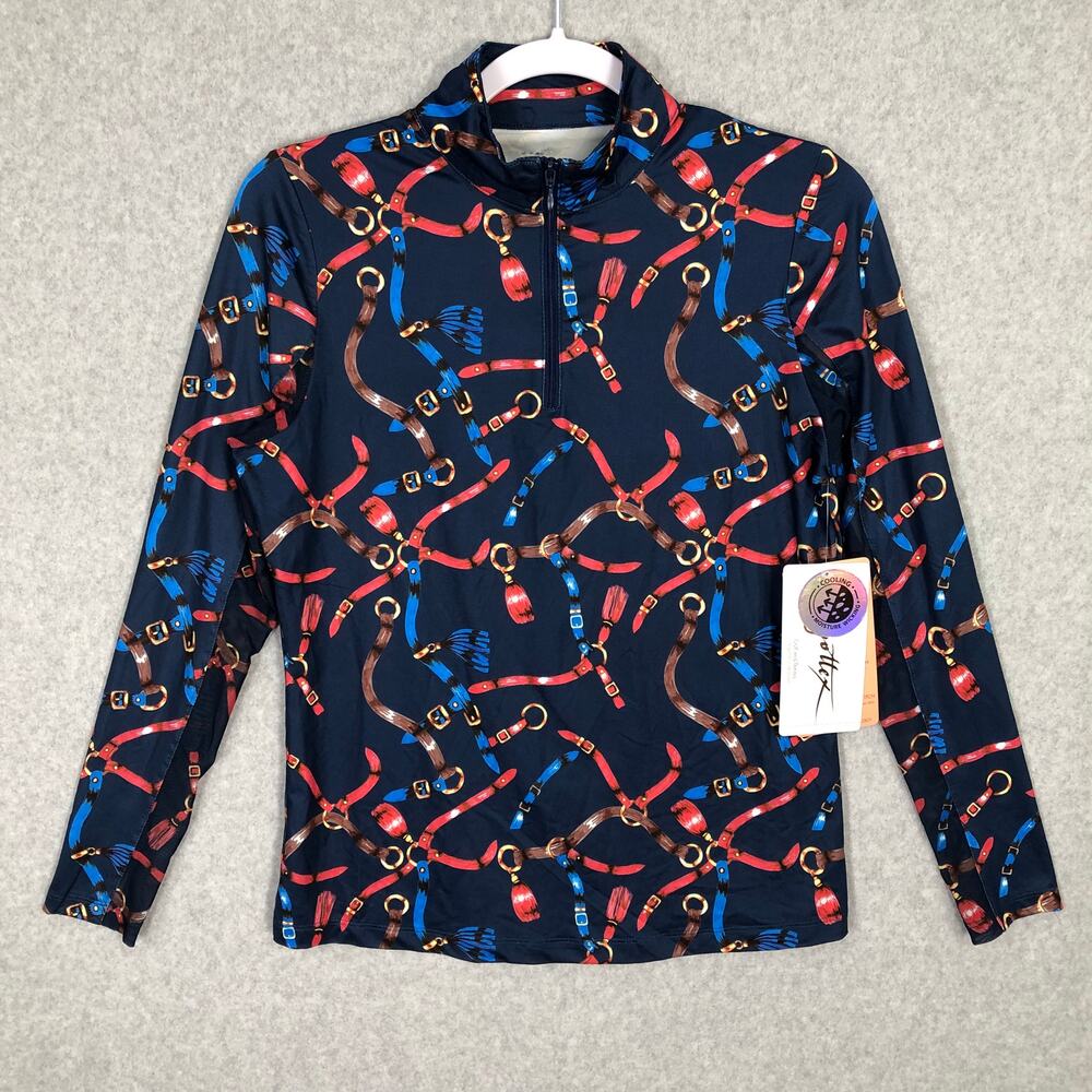 Gottex 1/4 Zip Pullover Polo Shirt Small‎ Mesh Horsebit Equestrian Cooling Golf